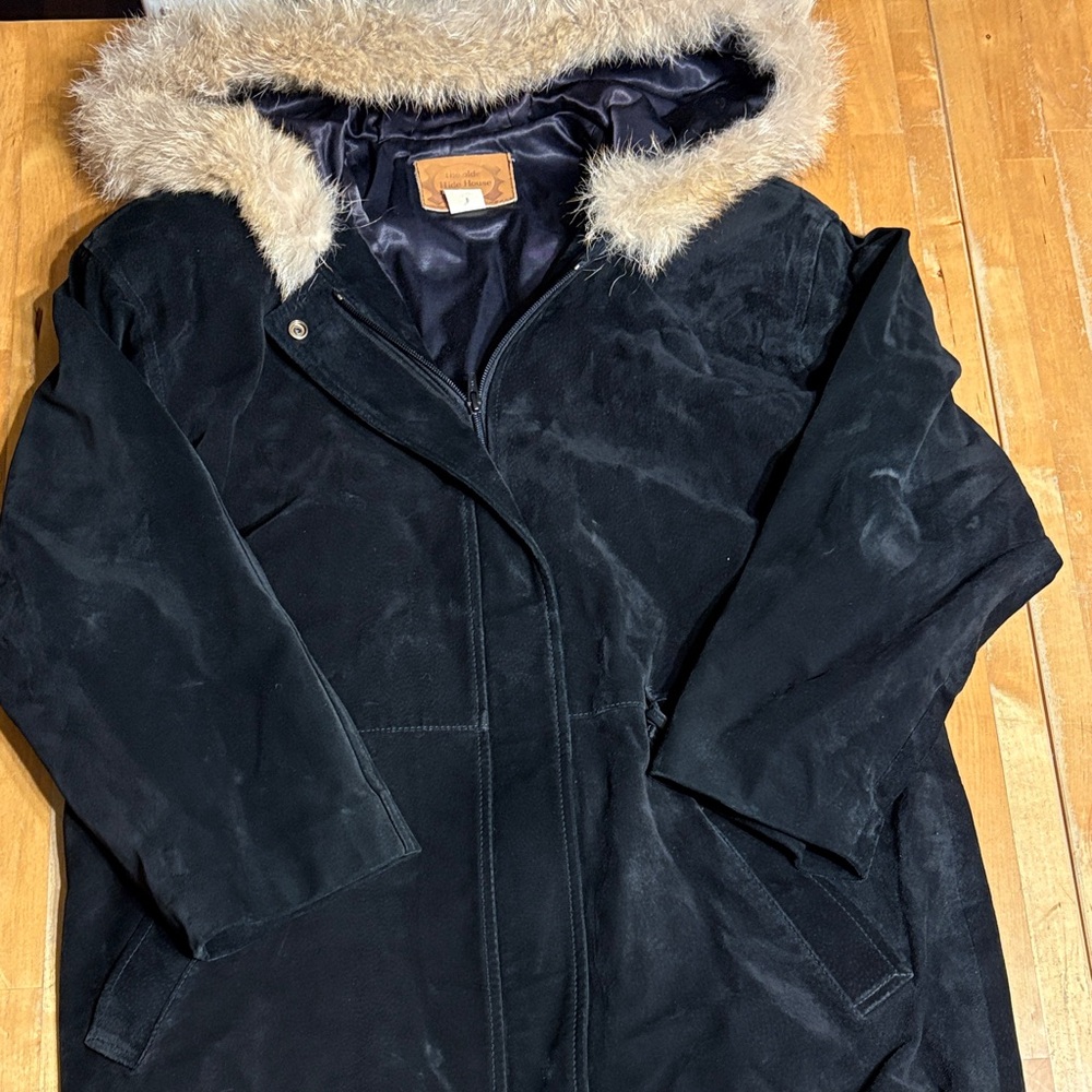 Vintage The Olde Hide House black suede coat